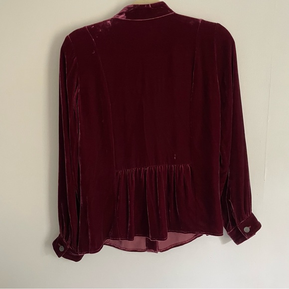 J. Jill Velvet Burgundy Long Sleeve Button Down Size SP - Picture 3 of 4